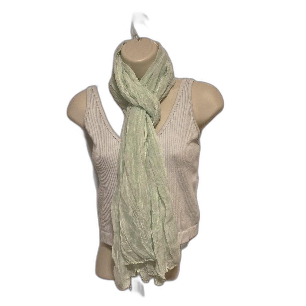 Seafoam Green Soft Crinkle Semi Sheer Scarf Wrap Shawl 62 x 19 inches